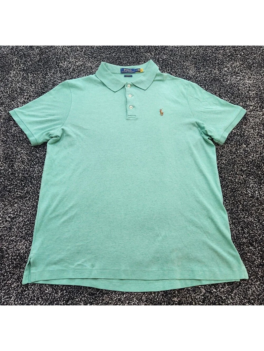 New Polo Ralph Lauren Mens Green Classic-Fit Short-Sleeve Polo Shirt Sz Medium